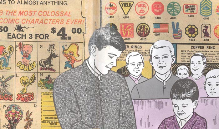 mennonite man and boy in church 