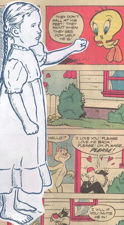 Mennonite girl with Tweety