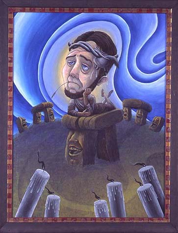 Image of Jesus Christ caricature at the mystery of Stonehenge 