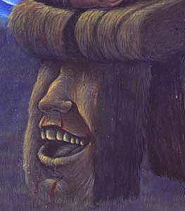 Image of Jesus Christ caricature at the mystery of Stonehenge 