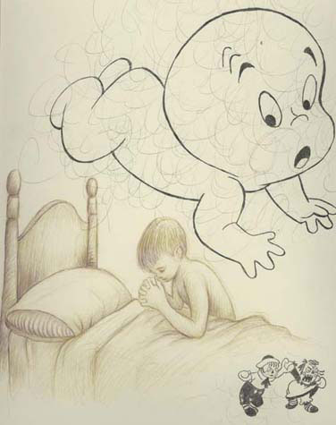 Prayer to the Holy Spirit picture-child Christian prayer-night time picture with Casper the Ghost pic 